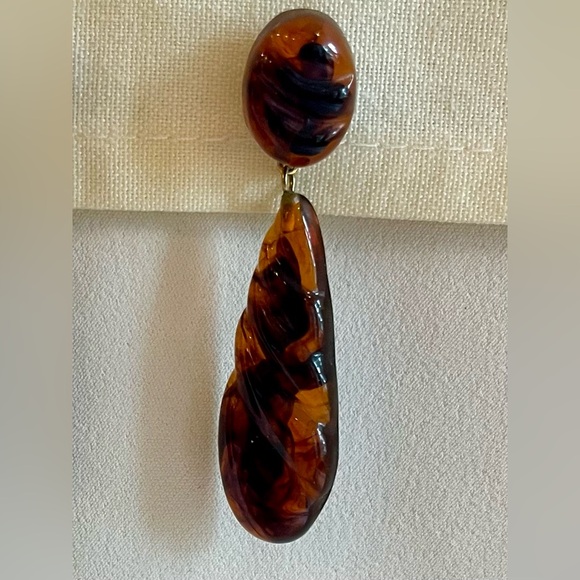 Tortoise Shell Earrings, Pierced - Picture 4 of 16